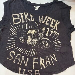 Lovers + Friends Black Tee with Cream Graphic